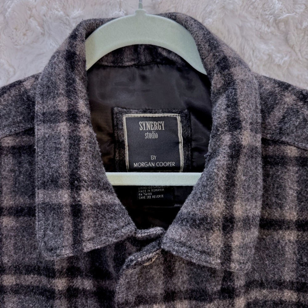 Synergy Studio Morgan Cooper Plaid Wool Blend Button Up Gorpcore Jacket Men M - Picture 3 of 10